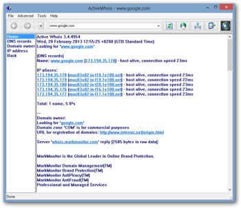 Active Whois screenshot