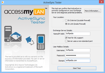 ActiveSync Tester screenshot