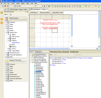 ActiveX Grid Control for Lotus Notes screenshot