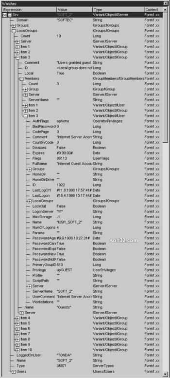 ActiveX Windows NT/2000 group and account UserManager screenshot 2