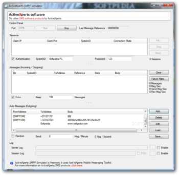 ActiveXperts SMPP Simulator screenshot 2