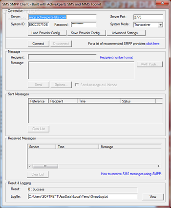 ActiveXperts SMS and MMS Toolkit screenshot 2