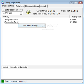 Activity Registration screenshot