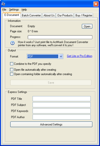 ActMask ALL2PDF PDF Creator screenshot