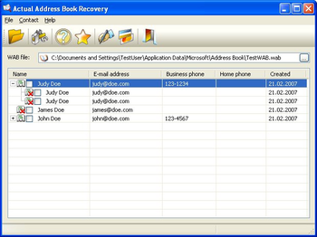 Actual Address Book Recovery screenshot 2