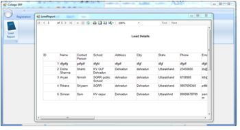 Acumen College ERP screenshot