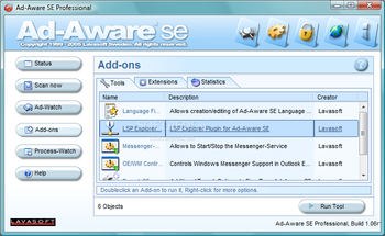 Ad-Aware LSP Explorer plug-in screenshot