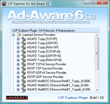 Ad-Aware LSP Explorer plug-in screenshot 2