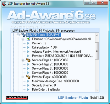 Ad-Aware LSP Explorer plug-in screenshot 3