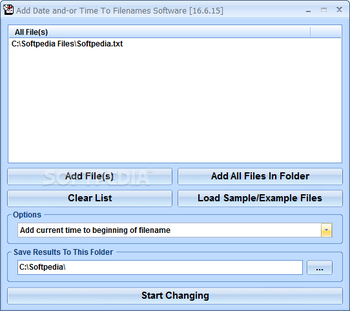 Add Date and-or Time To Filenames Software screenshot