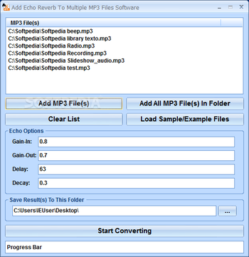 Add Echo Reverb To Multiple MP3 Files Software screenshot