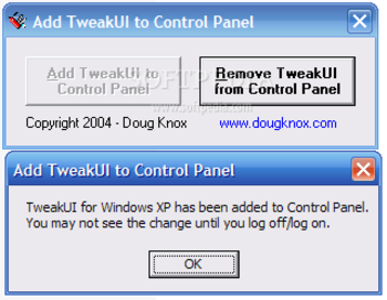 Add TweakUI to Control Panel screenshot