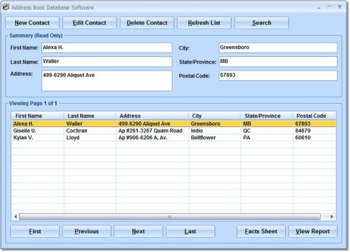 Address Book Database Software screenshot