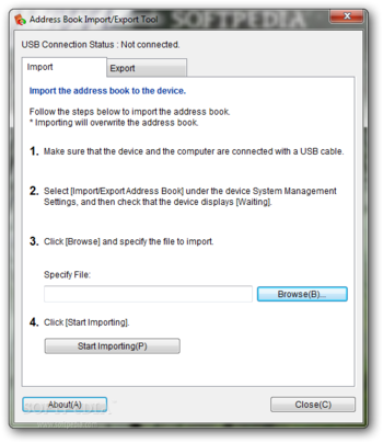 Address Book Import/Export Tool screenshot