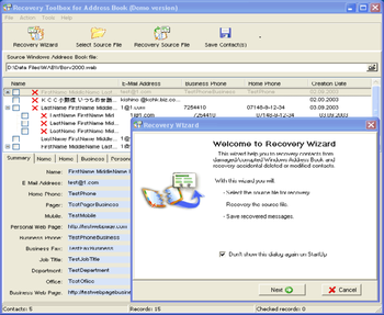 Address Book Recovery Free screenshot