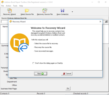 Address Book Repair Toolbox screenshot 2