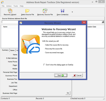Address Book Repair Toolbox screenshot 3