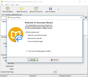 Address Book Repair Toolbox screenshot
