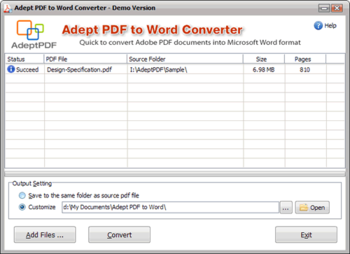 Adept PDF to Word Converter screenshot 2