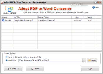 Adept PDF to Word Converter screenshot 3