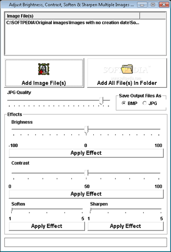 Adjust Brightness, Contrast, Soften & Sharpen Multiple Images At Once Software screenshot