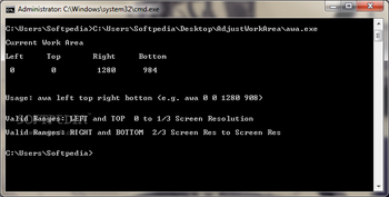 Adjust Work Area screenshot