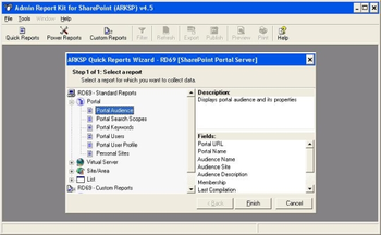 Admin Report Kit for SharePoint 2003 screenshot