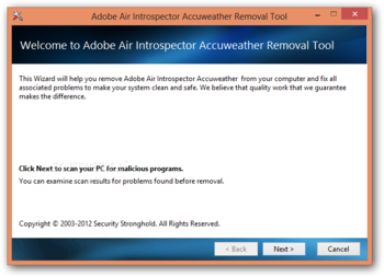 Adobe Air Introspector Accuweather Removal Tool screenshot