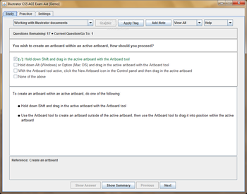 Adobe Illustrator CS5 ACE Exam Aid screenshot
