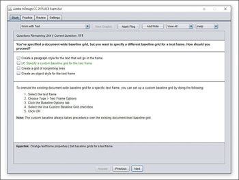 Adobe InDesign CC 2015 ACE Exam Aid screenshot