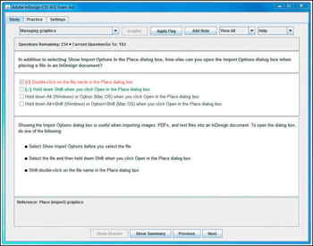 Adobe InDesign CS5 ACE Exam Aid screenshot