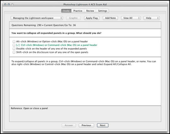 Adobe Photoshop Lightroom 4 ACE Exam Aid screenshot