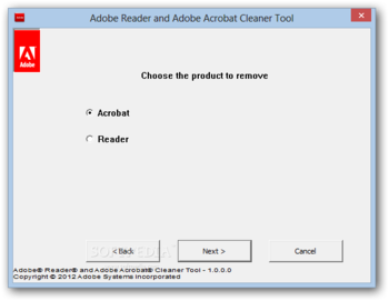 Adobe Reader and Adobe Acrobat Cleaner Tool screenshot