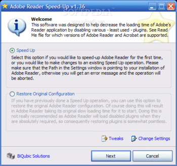 Adobe Reader SpeedUp screenshot