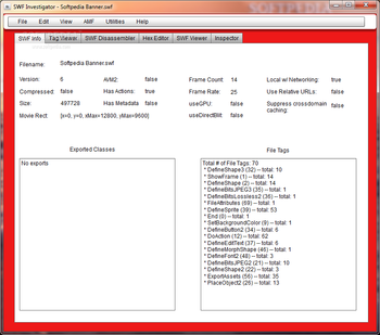 Adobe SWF Investigator screenshot