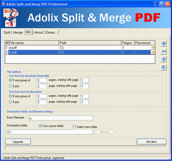 Adolix Split and Merge PDF screenshot