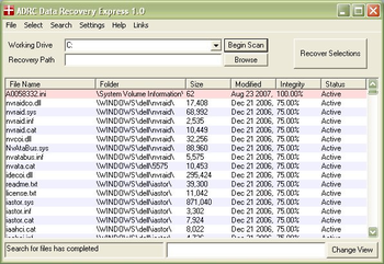 ADRC Data Recovery Express screenshot