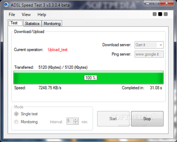 ADSL Speed Test screenshot