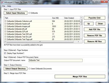 Advanced 2 Pages Per Sheet PDF Merger screenshot