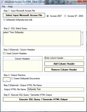 Advanced Access To HTML Table Converter screenshot