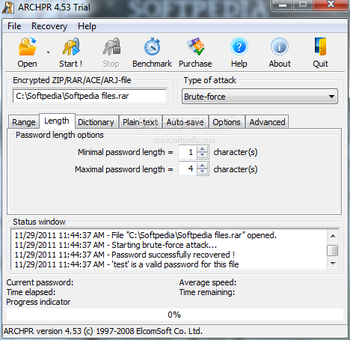Advanced Archive Password Recovery Professional screenshot 2