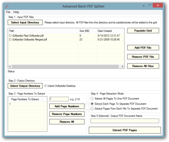 Advanced Batch PDF Splitter screenshot
