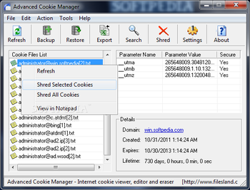 Advanced Cookie Manager screenshot