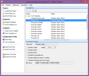 Advanced Data Generator for MySQL screenshot 2