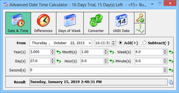 Advanced Date Time Calculator screenshot