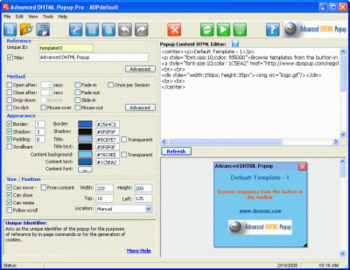 Advanced DHTML Popup Pro screenshot