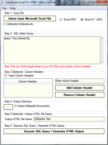 Advanced Excel To HTML Table Converter screenshot