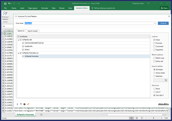 Advanced Find and Replace for Microsoft Excel screenshot