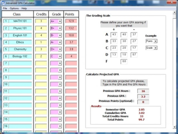 Advanced GPA Calculator screenshot