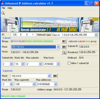 Advanced IP Address Calculator screenshot